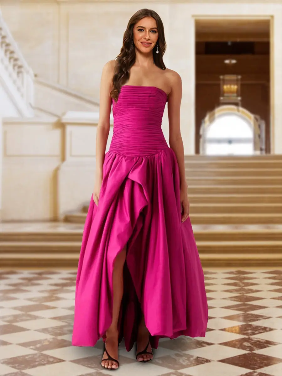 A-Line/Princess Strapless Sleeveless Evening Dresses with Ruched — LV87090178 — view 1