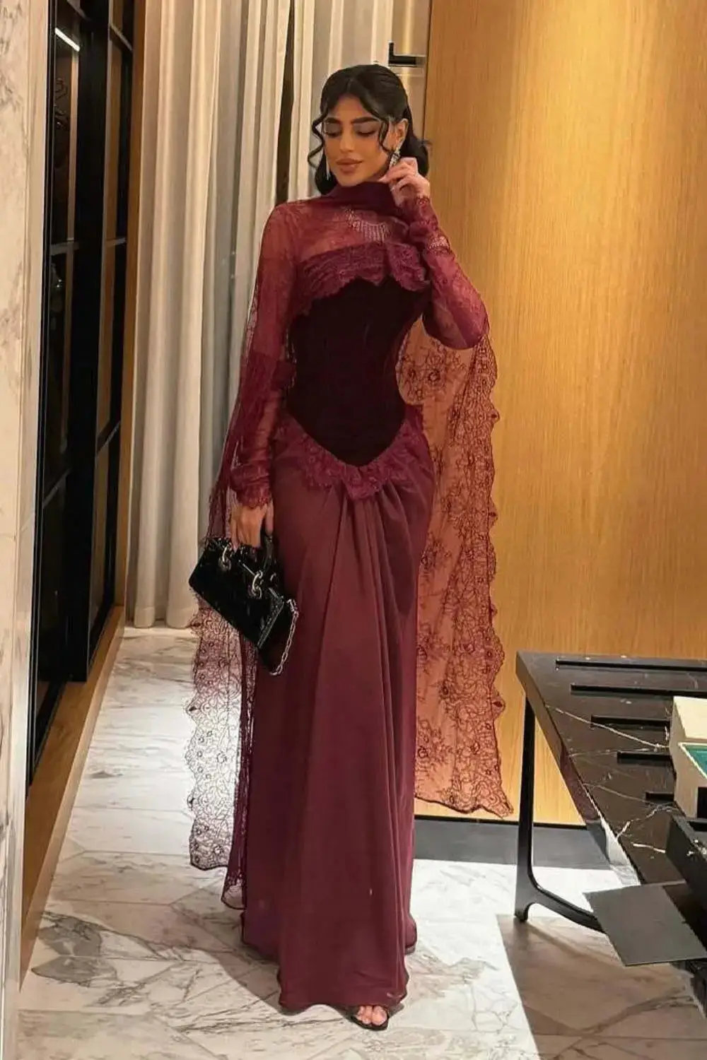 Celeste — Sheath — High Neck — Long Sleeve — Floor-Length — view 1