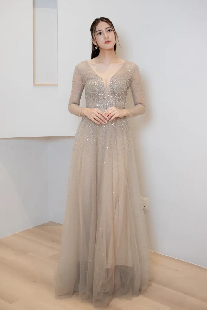 Olive — Long Sleeve — Floor-Length — view 1
