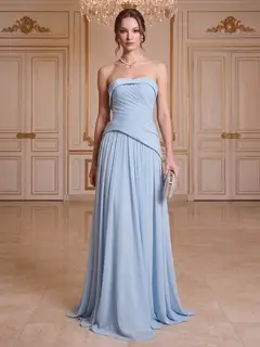 A-Line/Princess Strapless Sleeveless Floor-Length Evening Dresses with Ruched — LV63810562 — view 1