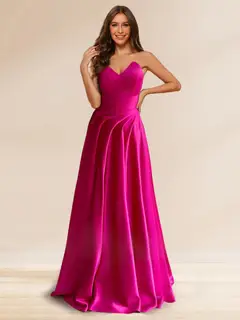 A-Line/Princess Strapless Floor-Length Ruffles Evening Dresses — view 1