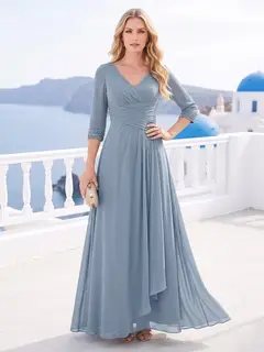 A-Line/Princess V-Neck 3/4 Sleeves Mother of the Bride Dresses With Ruffles — view 1