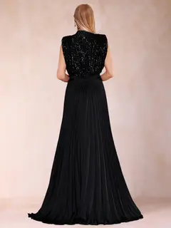 A-Line/Princess High Neck Sleeveless Mother of the Bride Dresses with Sequins & Ruffles — view 2