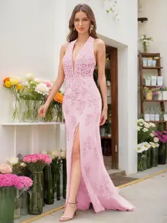 Trumpet/Mermaid Halter Sleeveless Beading Prom Dresses — view 45