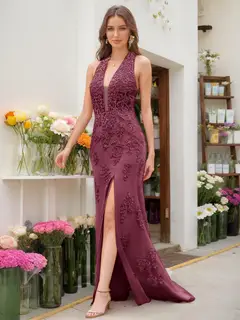Trumpet/Mermaid Halter Sleeveless Beading Prom Dresses — view 50