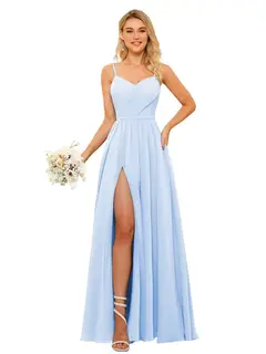A-Line/Princess Chiffon Square Neckline Sleeveless Floor-Length Bridesmaid Dresses — view 14