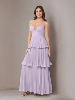 A-Line/Princess Spaghetti Straps Sleeveless Floor-Length Chiffon Bridesmaid Dresses with Pleated — view 29