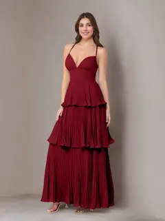 A-Line/Princess Spaghetti Straps Sleeveless Floor-Length Chiffon Bridesmaid Dresses with Pleated — view 54