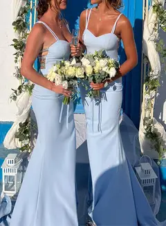 Sheath/Column Spaghetti Straps Floor-length Long Bridesmaid Dresses — LV28935733 — view 1
