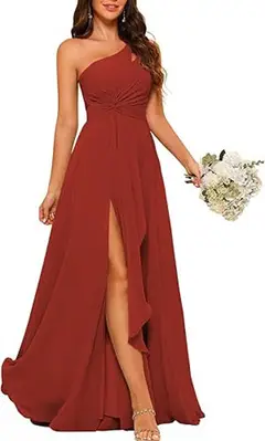 A-Line/Princess One-Shoulder Sleeveless Floor-Length Bridesmaid Dress with Split Side — view 36