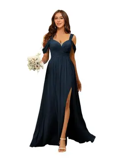 A-Line/Princess Chiffon Sweetheart Sleeveless Floor-Length Bridesmaid Dresses — view 41