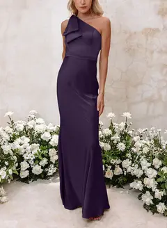 Sheath/Column One-Shoulder Floor-length Long Bridesmaid Dresses — LV41092661 — view 28