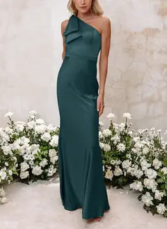 Sheath/Column One-Shoulder Floor-length Long Bridesmaid Dresses — LV41092661 — view 34