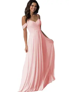 A-Line/Princess Sweetheart Off Shoulder Sleeveless Floor Length Bridesmaid Dresses with Pockets Chiffon — view 27