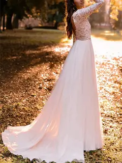 Scoop Tulle A-Line Floor-Length Wedding Dress — LV67719477 — view 5