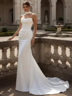 Strapless Satin Mermaid Floor-Length Wedding Dress — LV27930933 — view 1