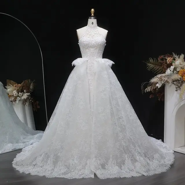 A-Line with Lace Embroidery and Overskirt Wedding Dress — SW651