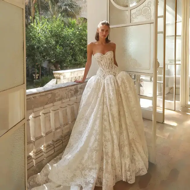 Bohemian Lace Strapless Ball Gown — SW193