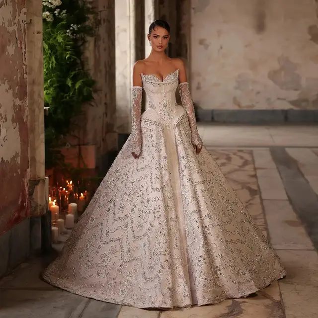 Off Shoulder Beaded Ball Gown — SW019