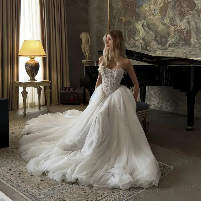 Strapless Lace Corset Ball Gown — SW217