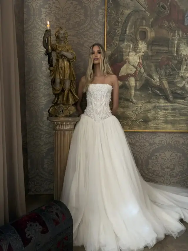 Strapless Lace Corset Bodice Tulle Ball Gown — SW224