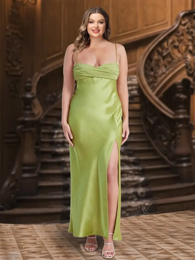 Sheath/Column Spaghetti Straps Sleeveless Evening Dresses with Split Side — LV26422018