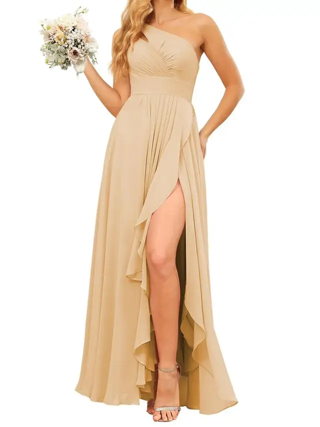 A-Line/Princess Sleeveless One Shoulder Floor-Length Bridesmaid Dresses
