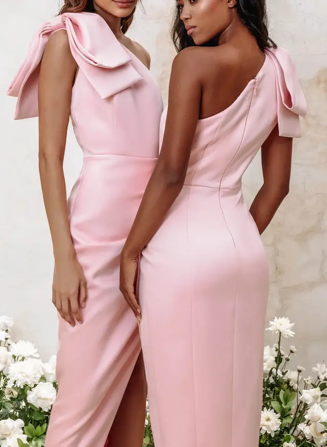 Sheath/Column One-Shoulder Ankle-Length Long Bridesmaid Dresses — LV13567541