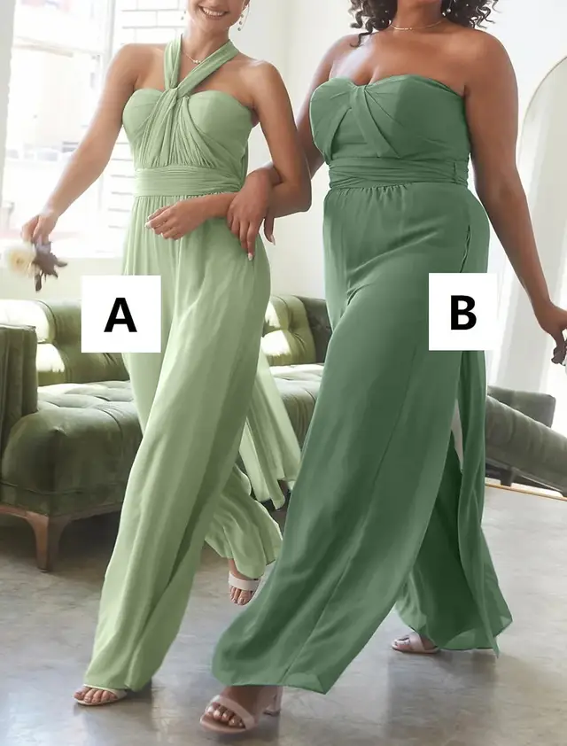 Jumpsuits Halter Floor-length Long Bridesmaid Dresses