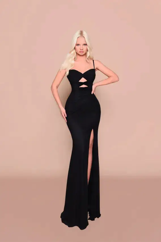 Women's Satin Bridesmaid Dress with Keyhole Detail for Wedding Party