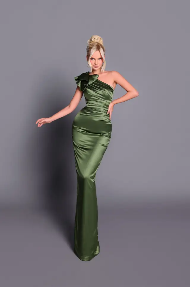 Women's One-Shoulder Satin Bridesmaid Dress for Wedding Party