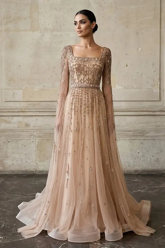 Celeste — A-Line — Square — Evening Gown