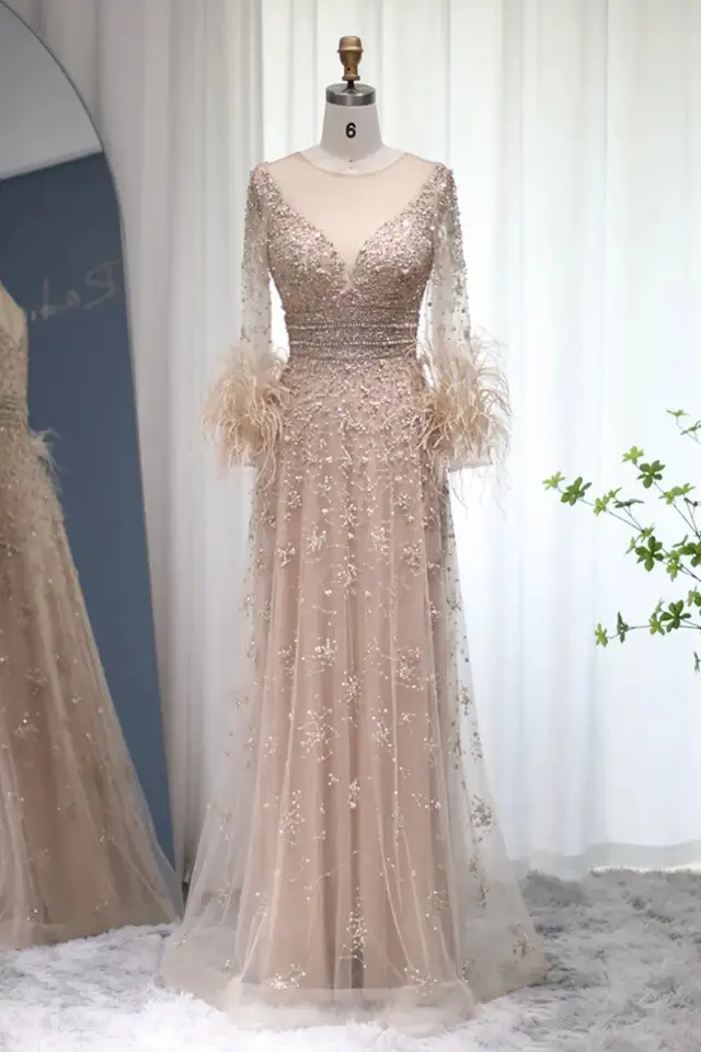 Amara — Long Sleeve — Floor-Length — Evening Gown