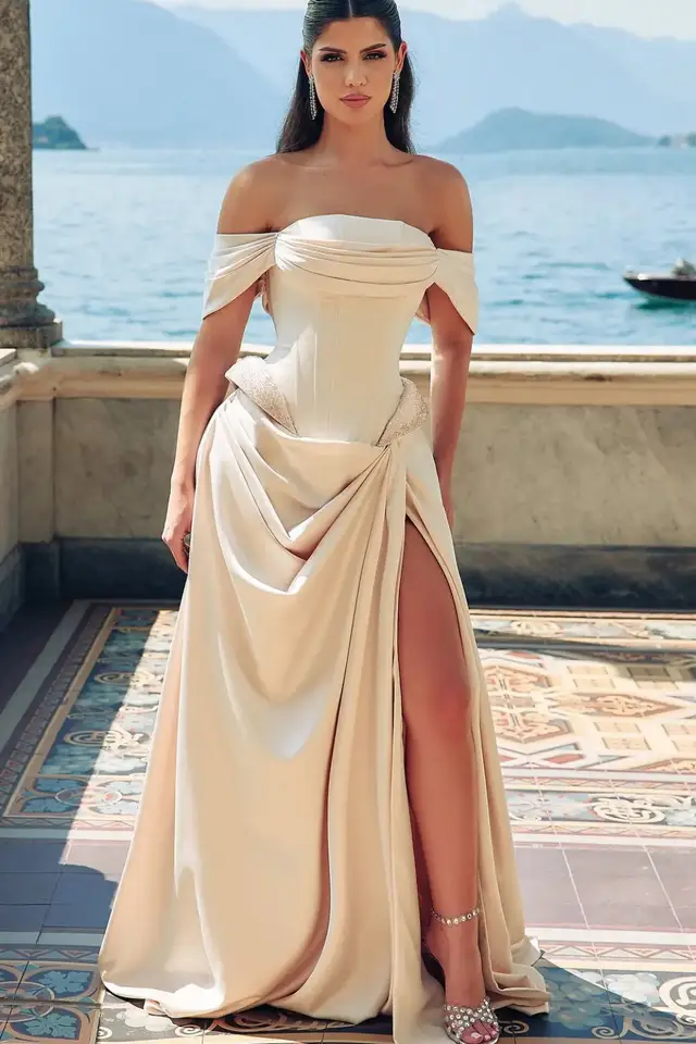 Women's Satin Evening Gown for Formal Evening Events — LV71936042