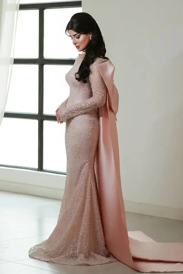 Iris — Mermaid — High Neck — Long Sleeve — Floor-Length — Evening Gown