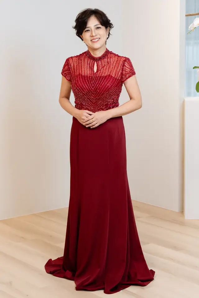 Women's Red Mermaid Mother of Bride Gown for Formal Wedding — LV72250739
