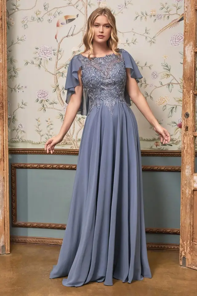 Women's Maia Smoky Blue Mother of Bride Gown for Formal Wedding