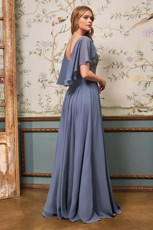 Women's Maia Smoky Blue Mother of Bride Gown for Formal Wedding