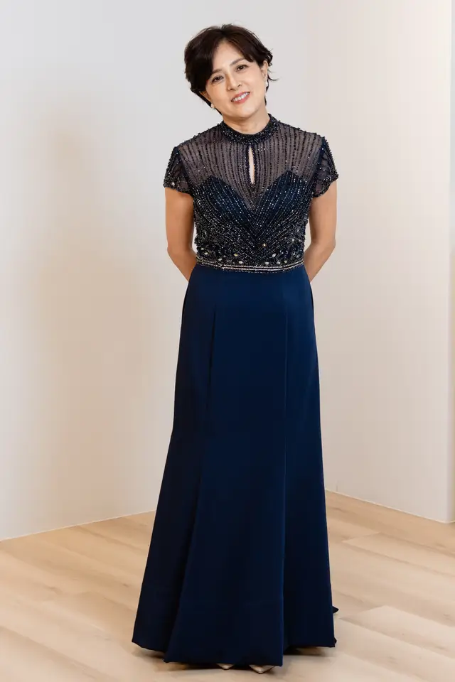 Women's Navy Mother of Bride Gown for Formal Wedding