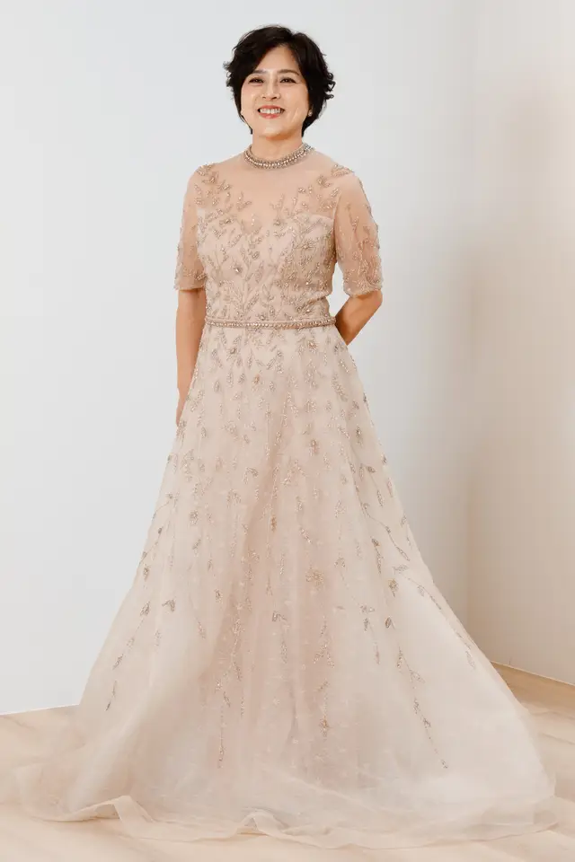 Women's Gold Mother of Bride Gown for Formal Wedding