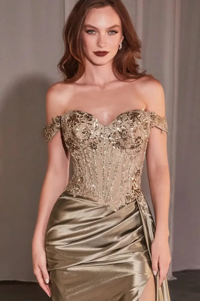 Women's Mermaid Mocha Gold Mother of Bride Gown for Formal Wedding