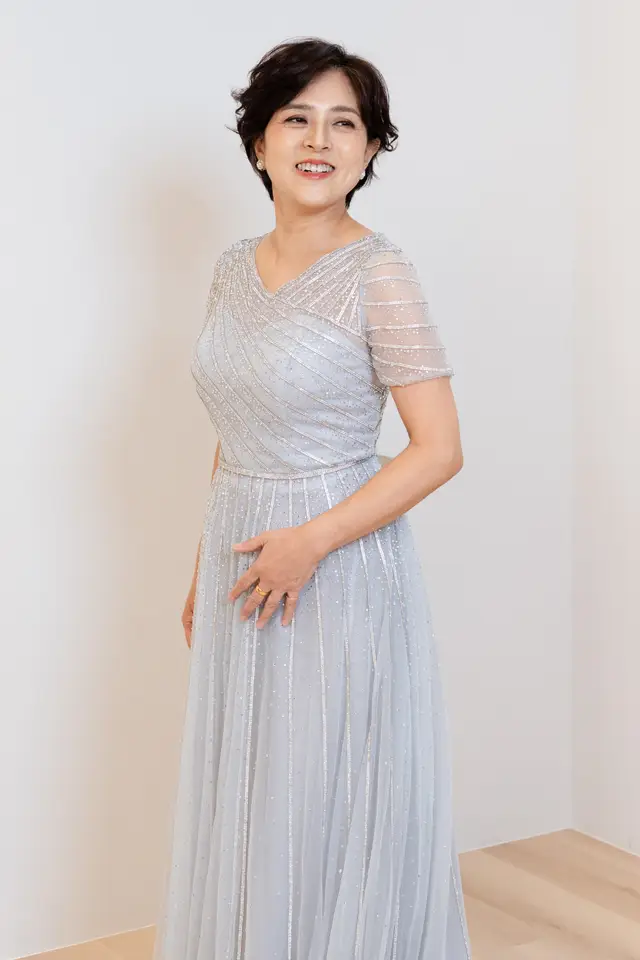 Women's Dusty Blue Mother of Bride Gown for Formal Wedding