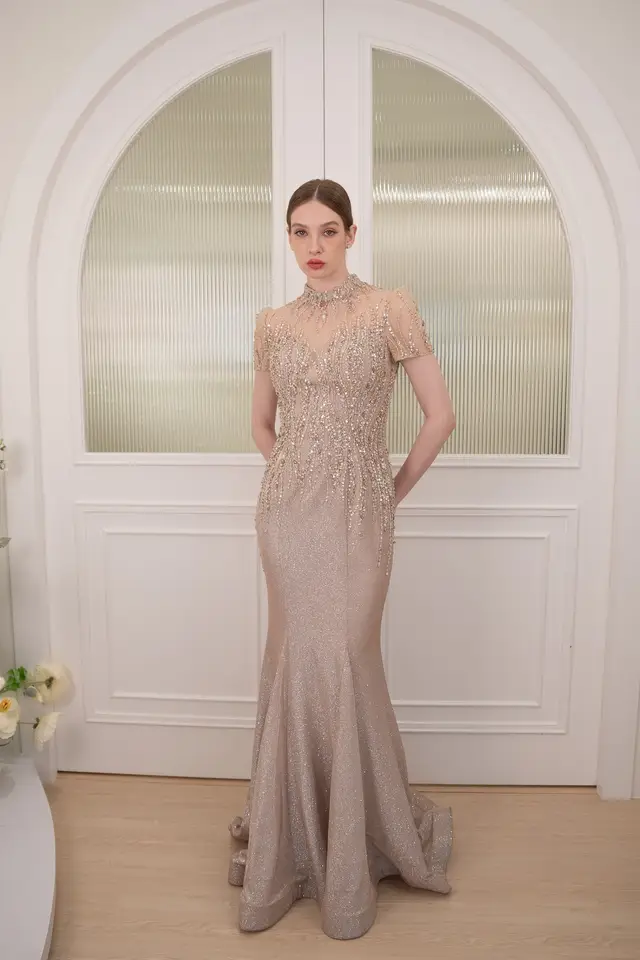 Women's Tina Champagne Mother of Bride Gown for Formal Wedding