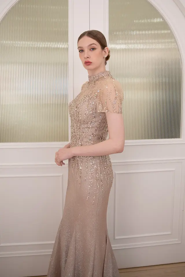 Women's Tina Champagne Mother of Bride Gown for Formal Wedding