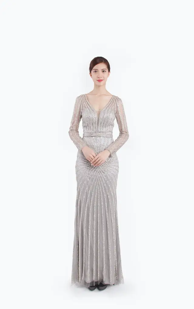 Women's Elegant Sparkle Line Wedding Guest Dress for Formal Events