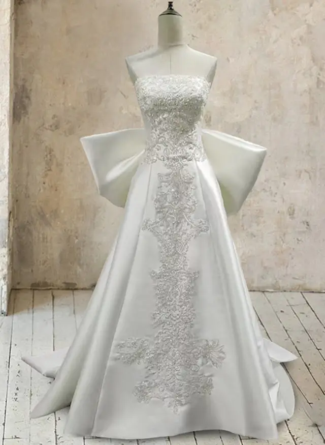 Strapless Sleeveless Satin Mermaid Wedding Dress — LV09550901